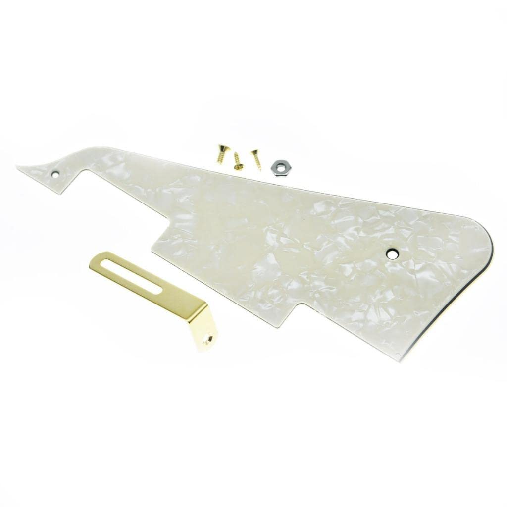 Dopro LP Guitar Pickguard and LP Stainless Steel Bracket with Gold Steel Mounting Screws for USA Les Paul Aged Pearl